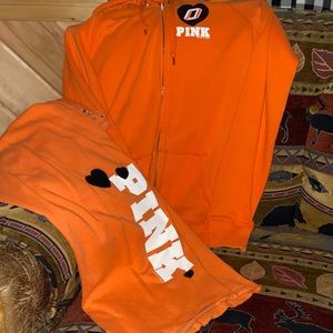 Pink VS RARE Oklahoma State Boyfriend style sweatsuit